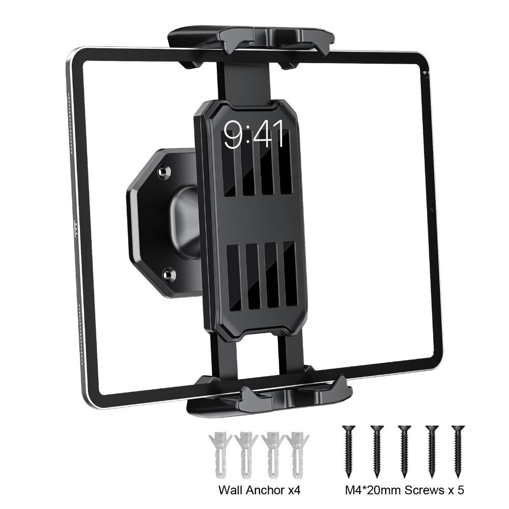 Wall Art - 壁掛け式スマホホルダー タブレットスタンド 調整可能クランプ 360度回転 ユニバーサルブラケット iPhone/iPad対応