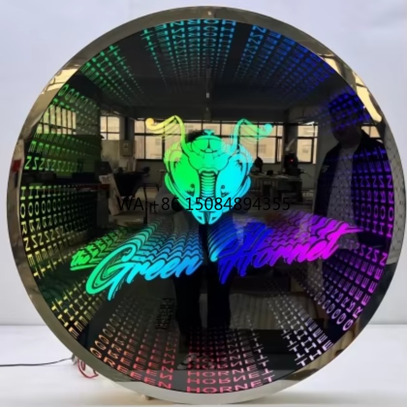 Decorative Mirror - 絶妙な無限反射3D LEDインフィニティアビスミラー、カスタマイズ可能な壁飾りとして、魔法のような無限の照明を備えています。