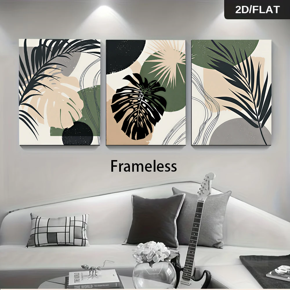 Abstract Canvas Set - 複数のサイズ展開、フレームなしのキャンバス絵画3点セット。モダンでミニマルなデザインの、リビングやダイニングに最適な壁掛けアート。