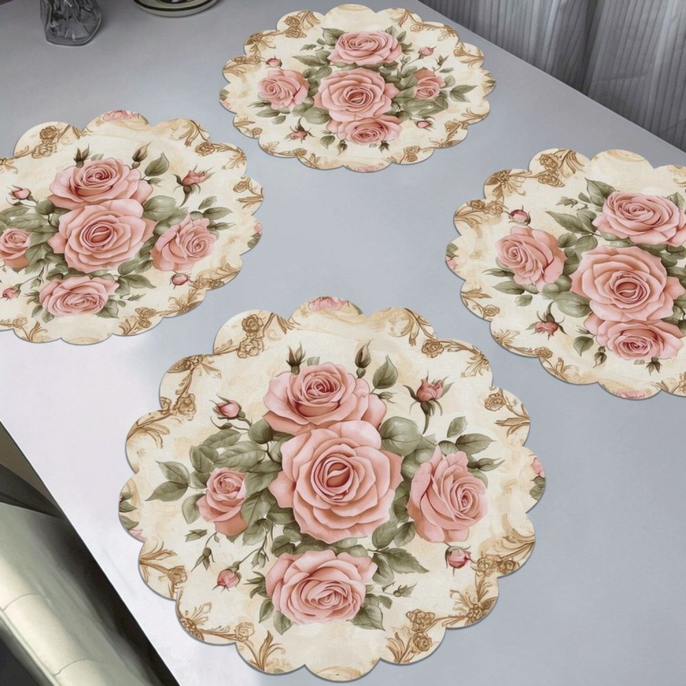 Table Runner - プリント柄のリネン製プレースマット、レーストリム付き、ダイニングテーブル用、耐熱性、モダンなデザイン、キッチンアクセサリー、家庭用・レストラン用テーブルパッド。