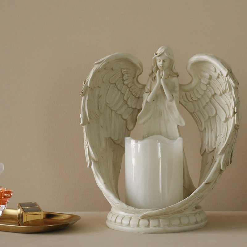 Candle Holder Decor - WW樹脂製エンジェル電子キャンドルホルダー リビングルーム 寝室 テレビキャビネット装飾飾り