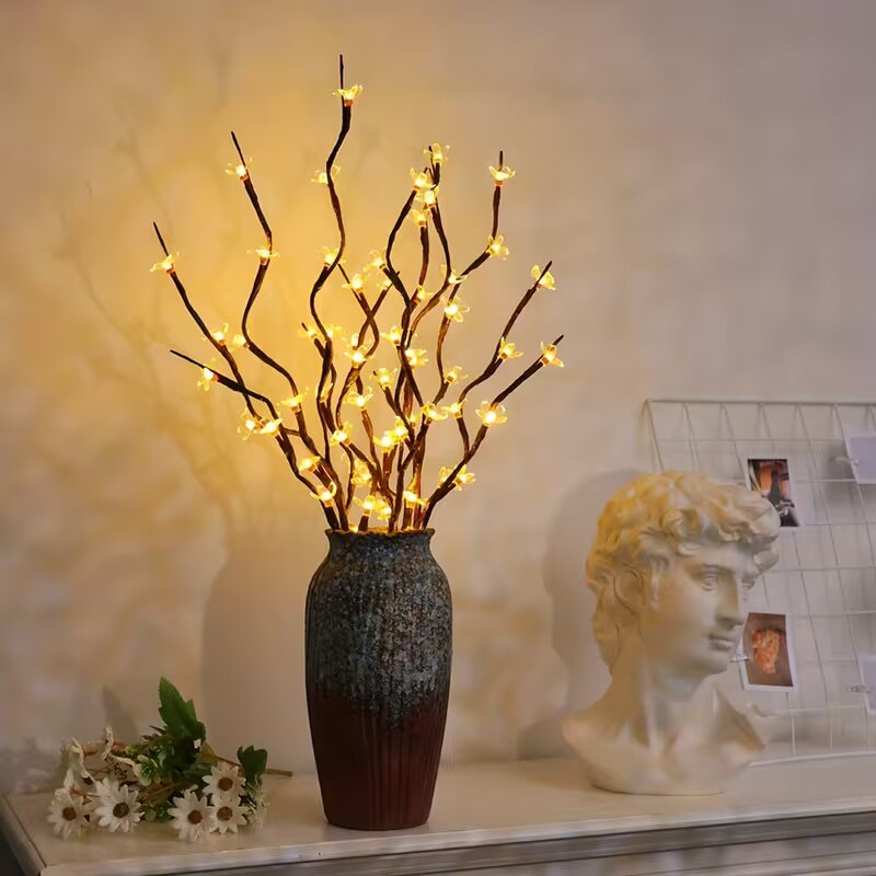 Vase Decor - 1/2PC 20LED 桜の枝ライト屋内屋外ホームデコレーションランプロマンチックな電池式テーブルライト花瓶用