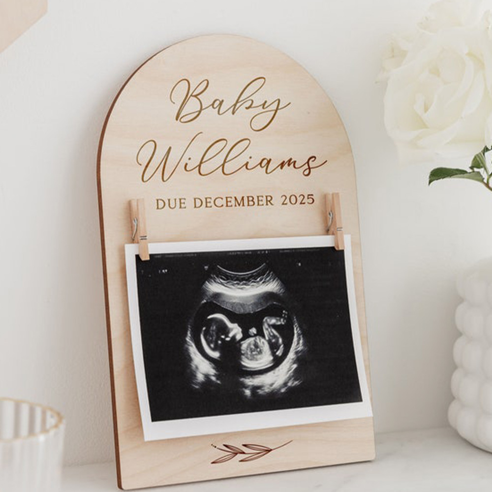 パーソナライズされた妊娠発表サイン |   木製出産予定日プ - Picture Frame のレビューと価格