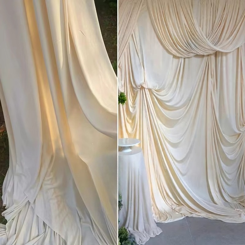 白いコーヒーミルクシルクストレッチ生地。クリーム色のウェディ - Curtain Curtain のレビューと価格