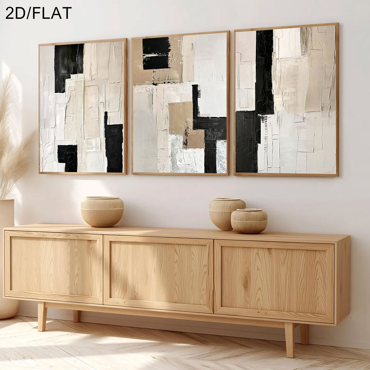 3枚セット フレームレス、モダンな抽象的なベージュと黒のキャ - Abstract Canvas Set のレビューと価格