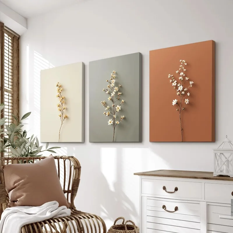 複数のサイズから選べる、フレームなしのキャンバス絵画3枚セッ - Abstract Canvas Set のレビューと価格