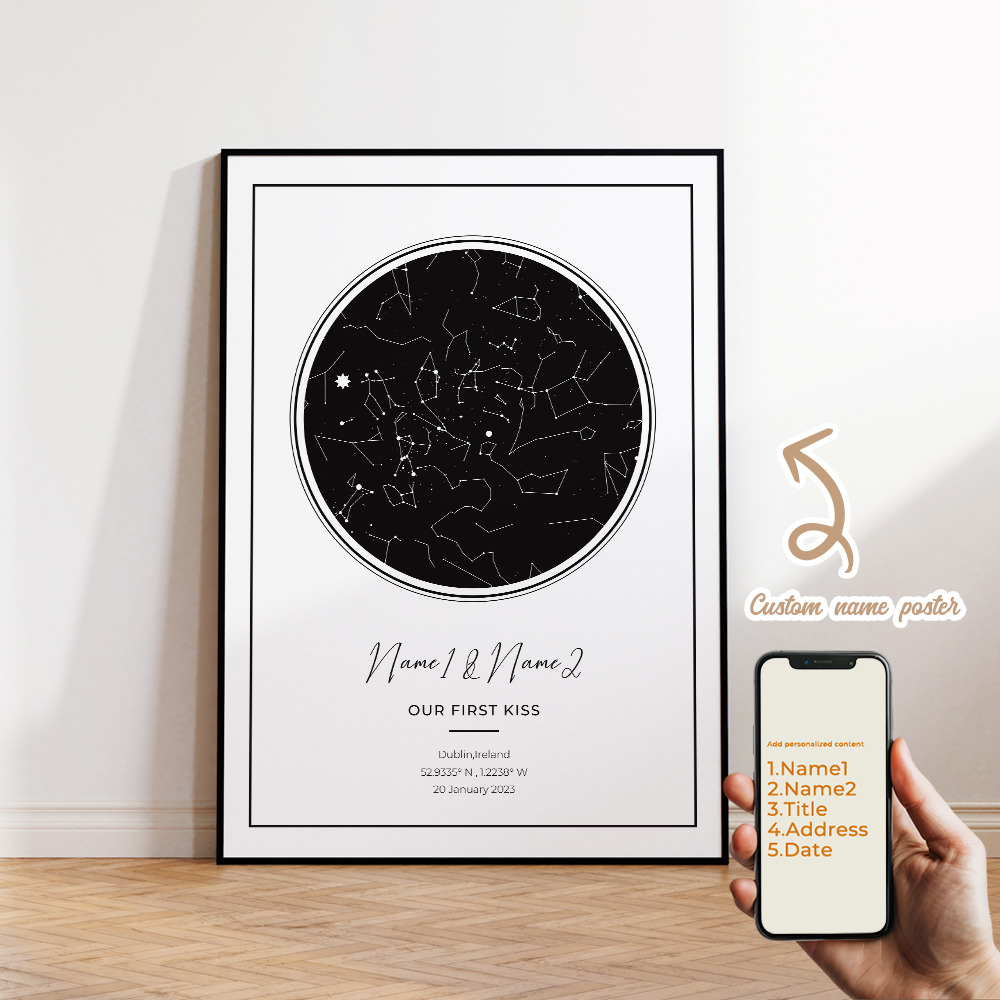 現代風カスタムパーソナライズ夜空星図ウォールアートキャンバス - Interior Design Living Room のレビューと価格